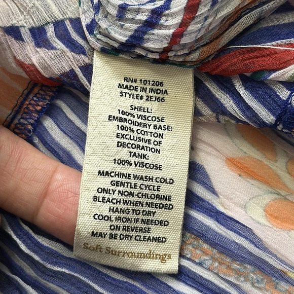 Soft Surroundings Tory Tunic Boho Floral Stripe Sheer Top Womens Size Medium - Picture 6 of 9